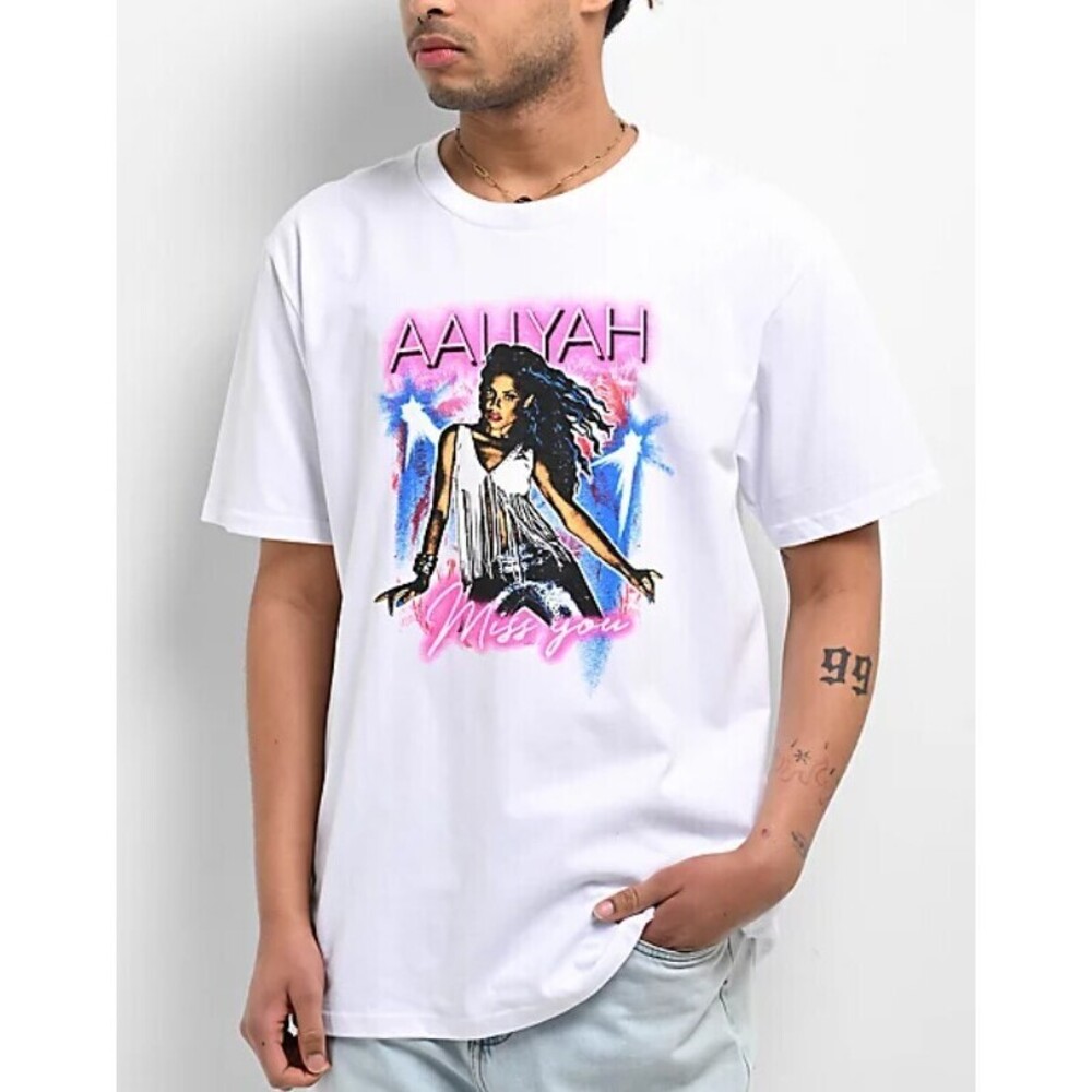 Aaliyah Miss You White T-shirt
